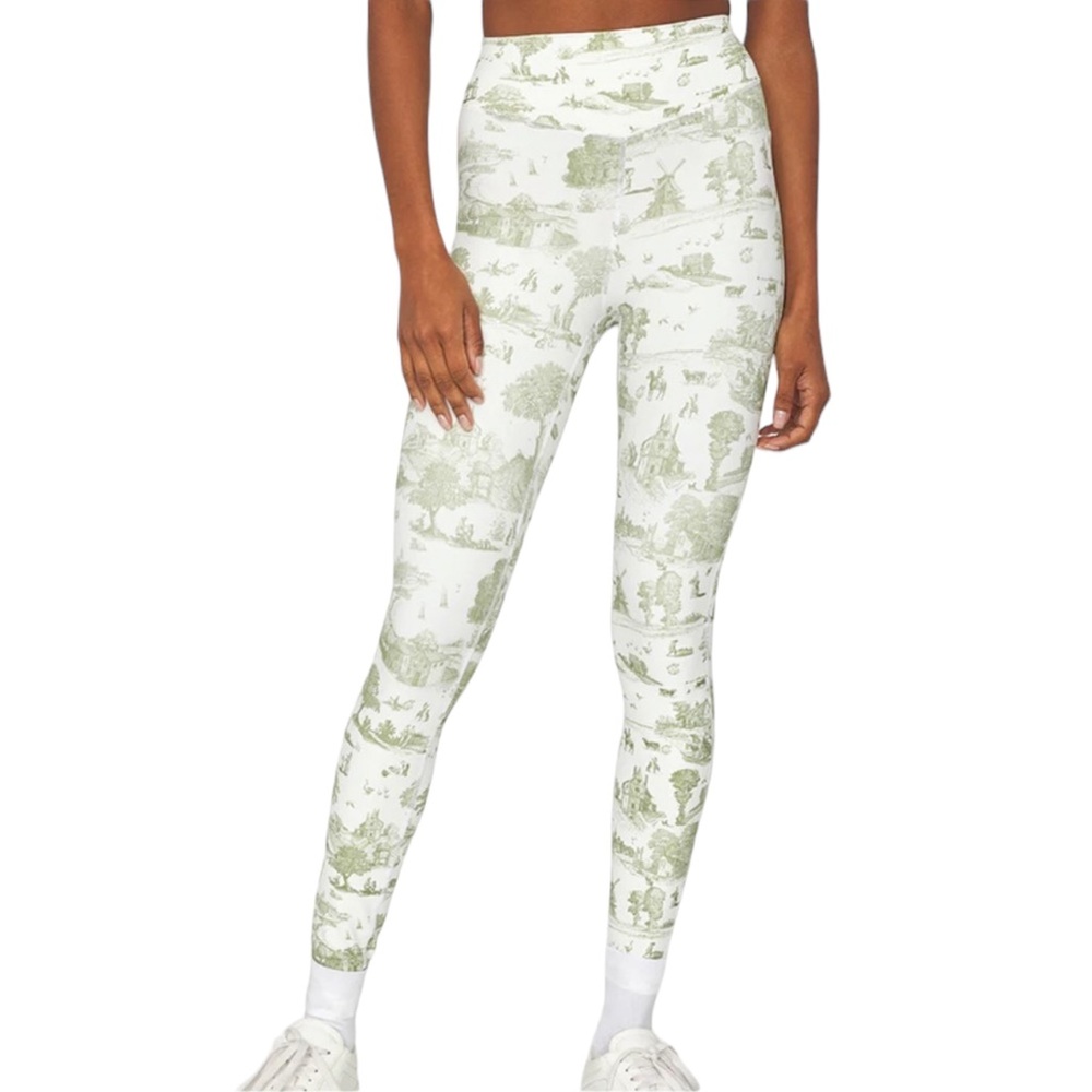 WeWoreWhat V-Shape Leggings in Vintage Toile Sage/Creamy White